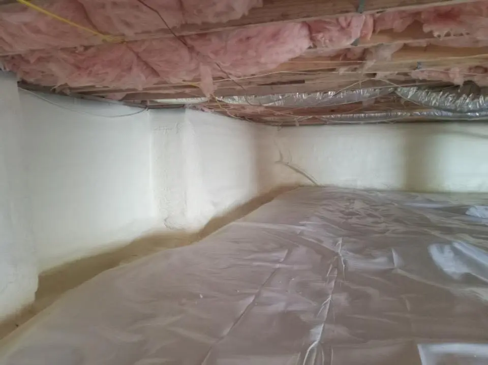 Crawl space encapsulation with closed-cell spray foam for Commercial Roof Restoration in Taylor